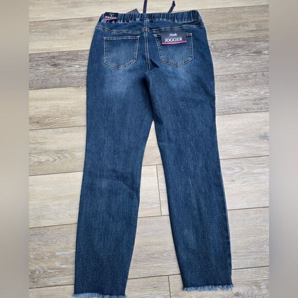 NWT Royalty Faux Jean Comfortable Jogger  elastic waist rough hem  small - Picture 2 of 10